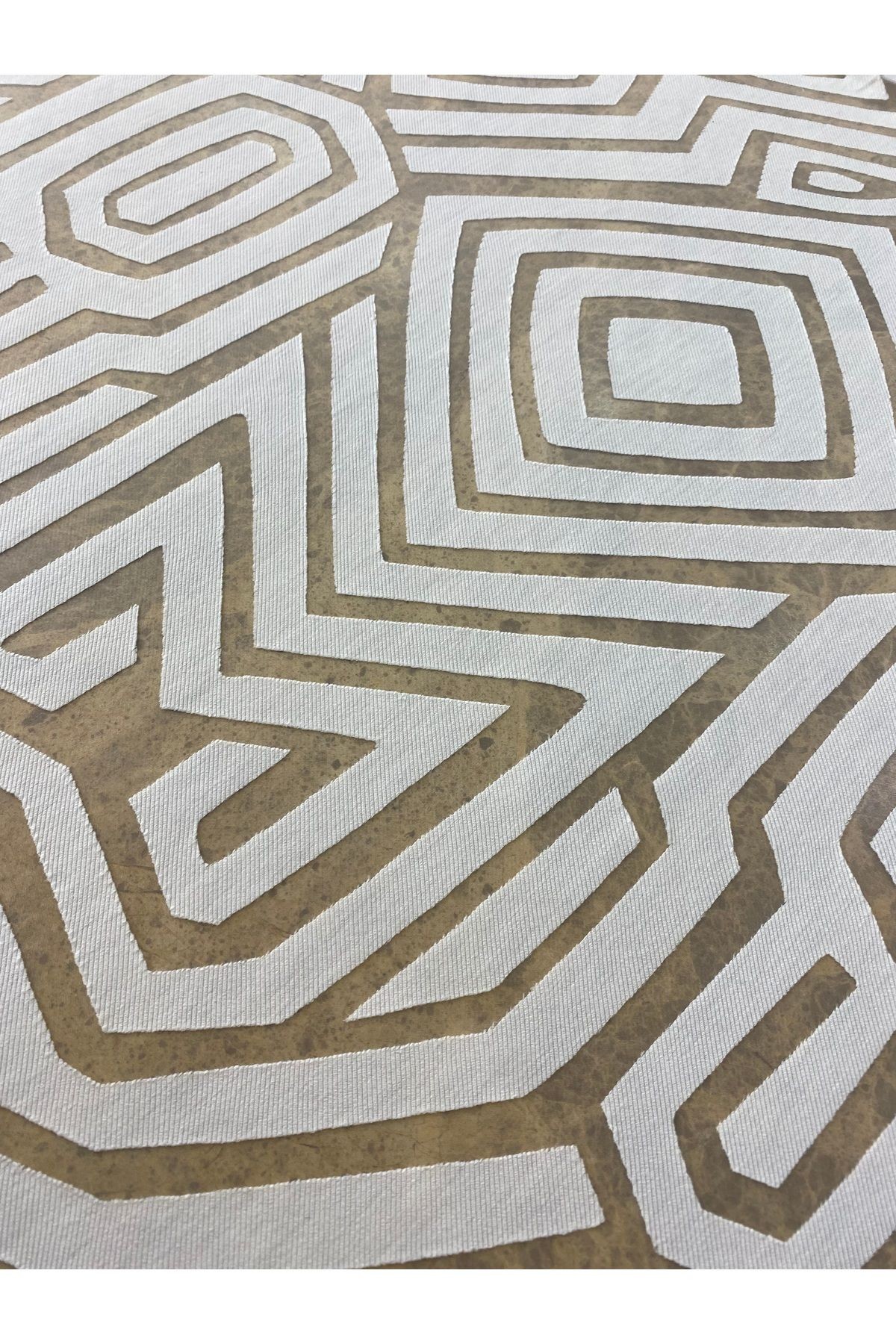Beyaz Geometrik Desenli Yakma Kumaş – 140 cm En | Transparan Şeffaf Doku