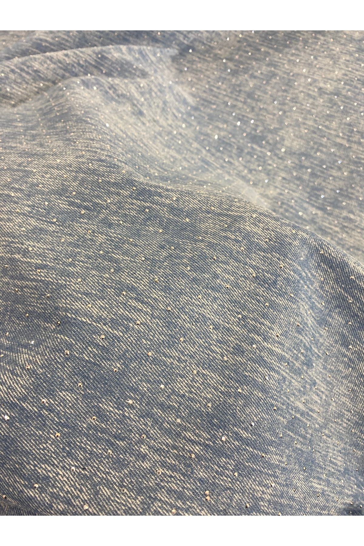 Sim Taş Detaylı Denim Kot Kumaş – En 155 cm | Parlak & Şık Tasarım