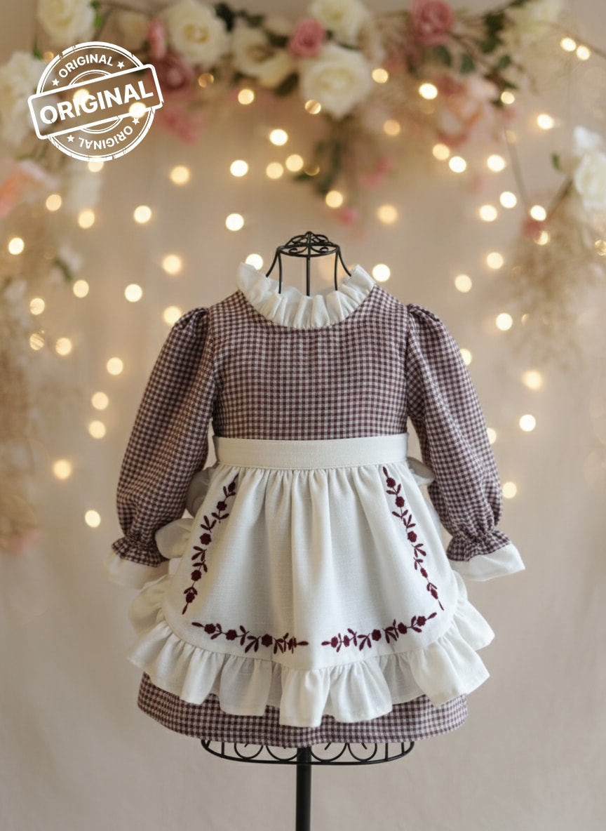 Burgundy elbise önlük dahil 