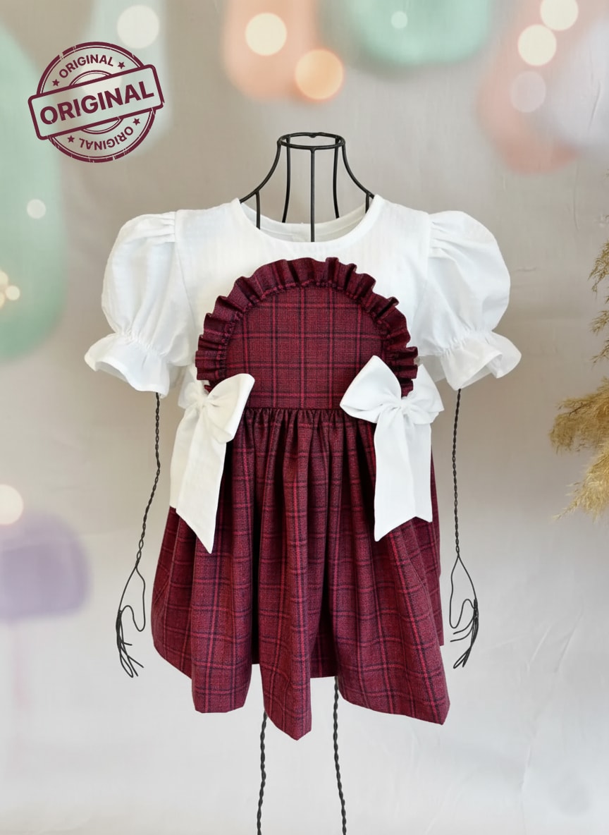 Ekose ribbon elbise 