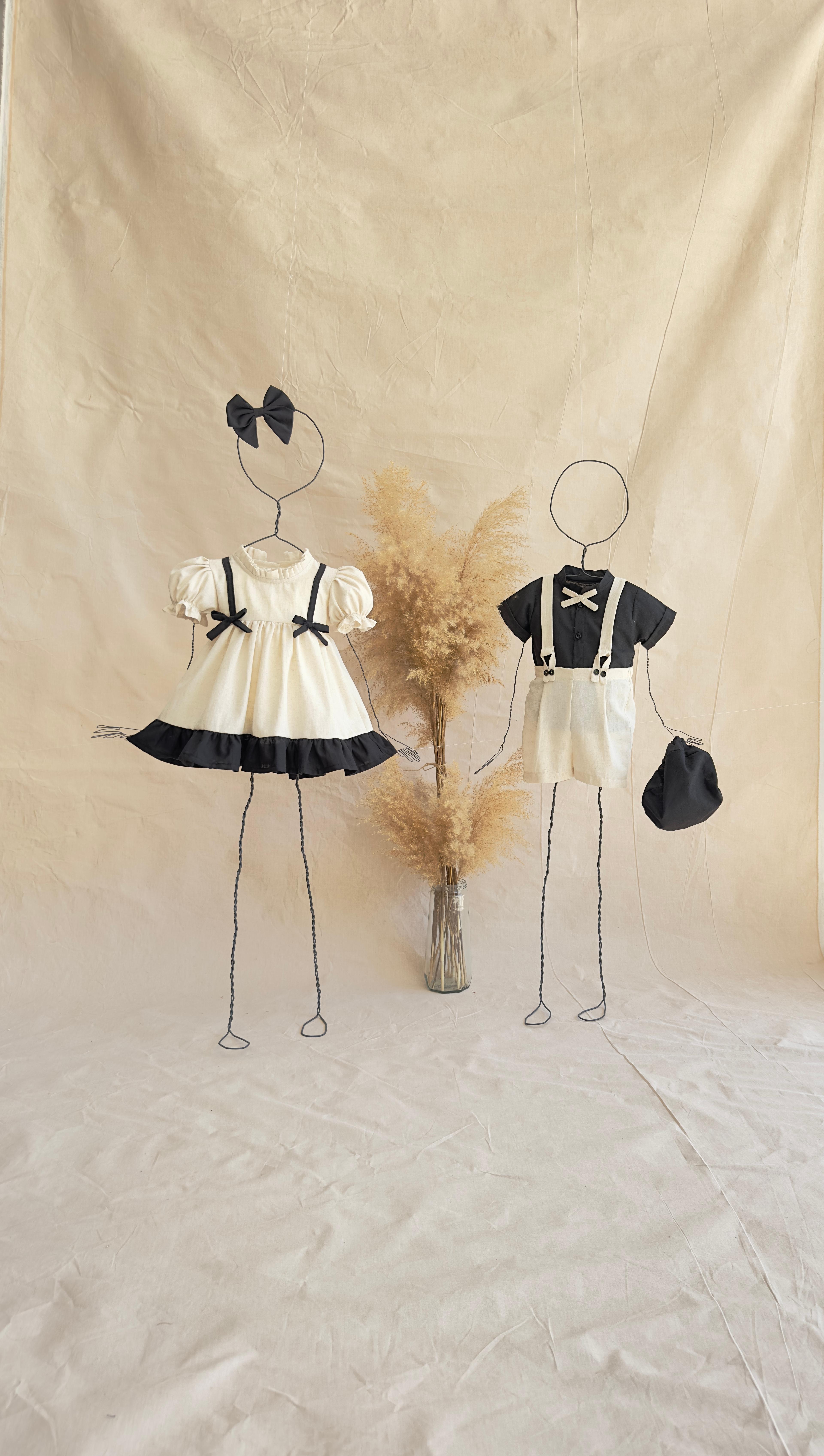 Ribbon elbise & Braces takım 
