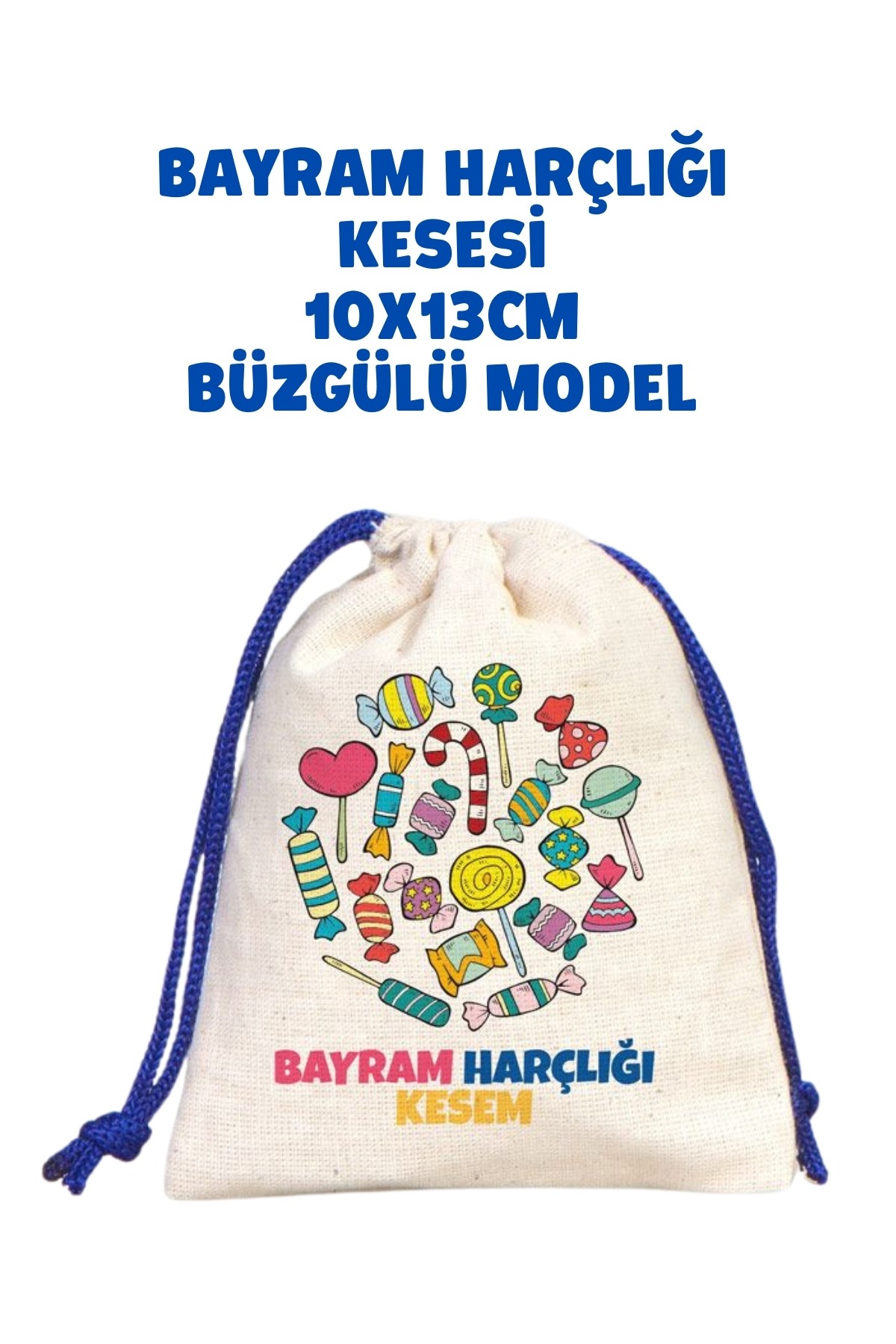 Saks Mavi İpli Bayram Harçlığı Kesesi 10x13cm