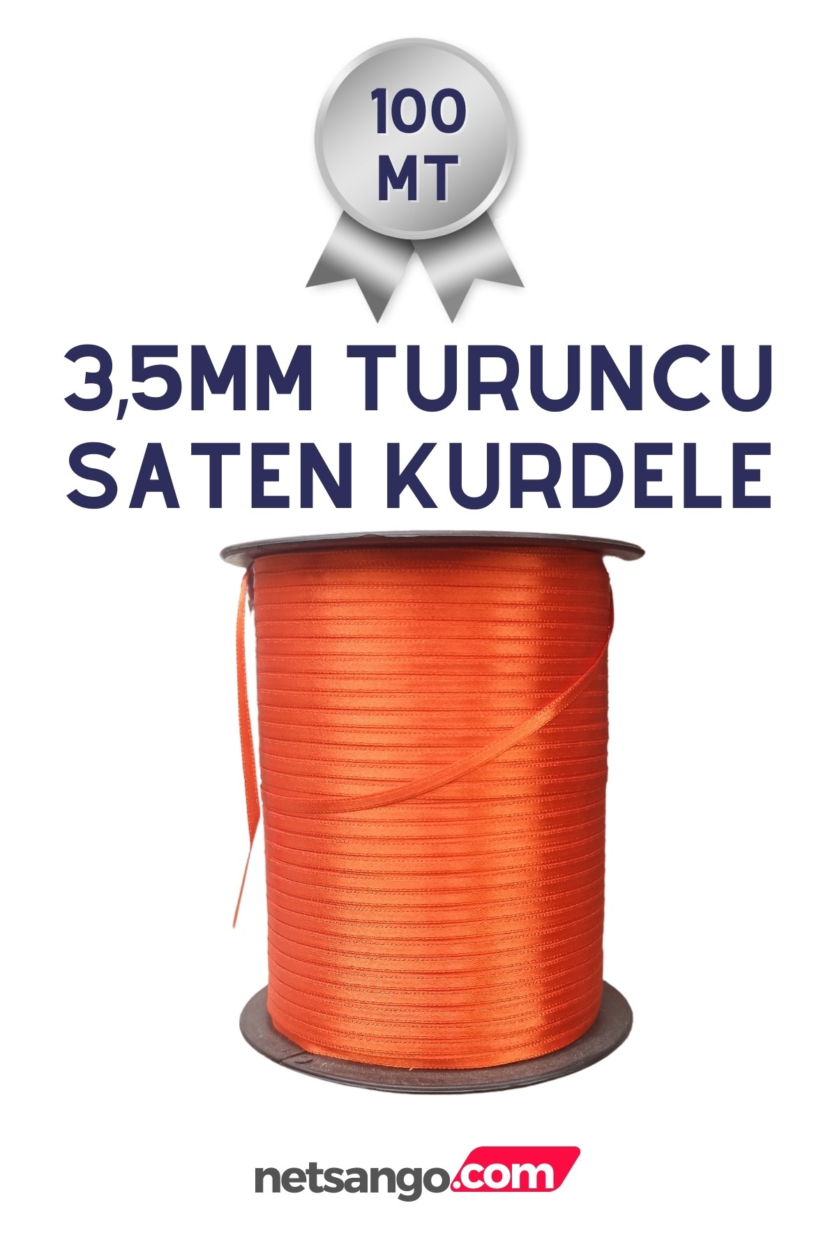 3,5mm Turuncu Saten Kurdele 100mt.