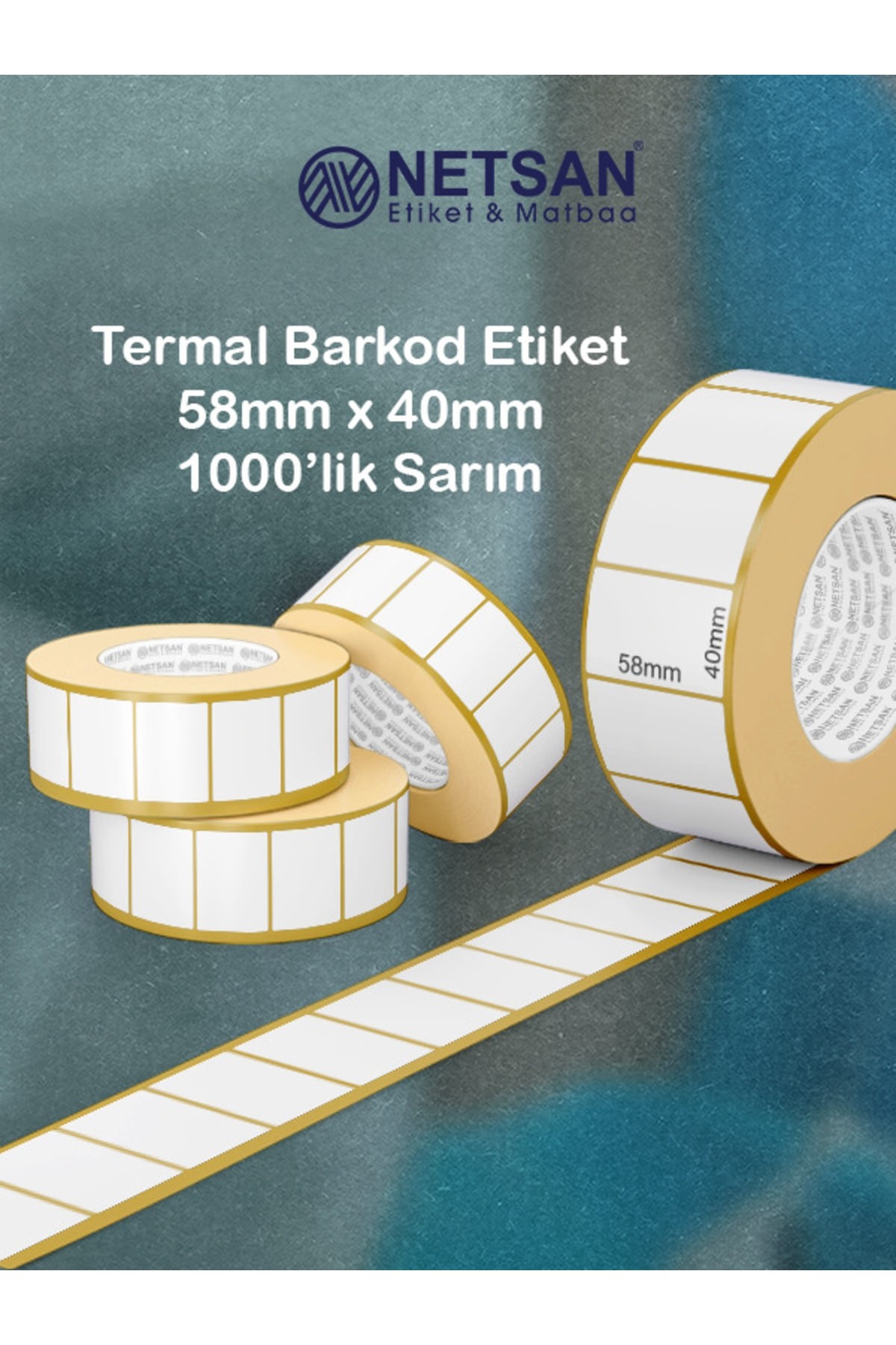 40mm X 58mm Termal Barkod Etiketi 1.000 Adetlik 5 Rulo