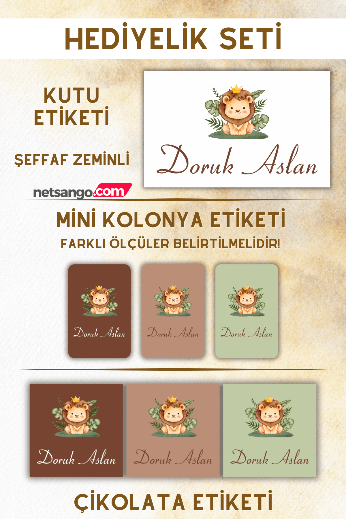 ASLAN HEDİYELİK ETİKET SETİ