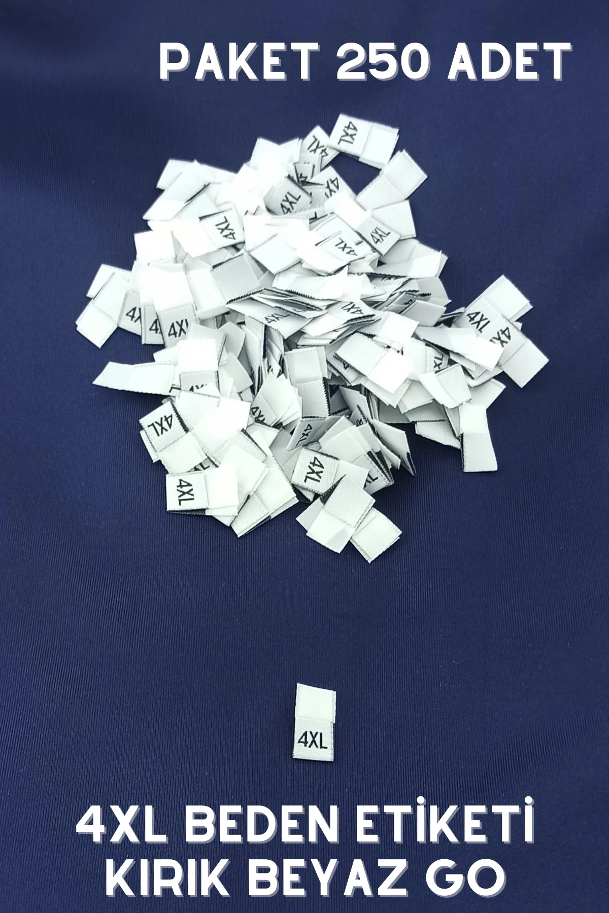 4XL Orta Katlamalı Kırık Beyaz Renk GO Dokuma Beden Etiketleri 250 Ad.