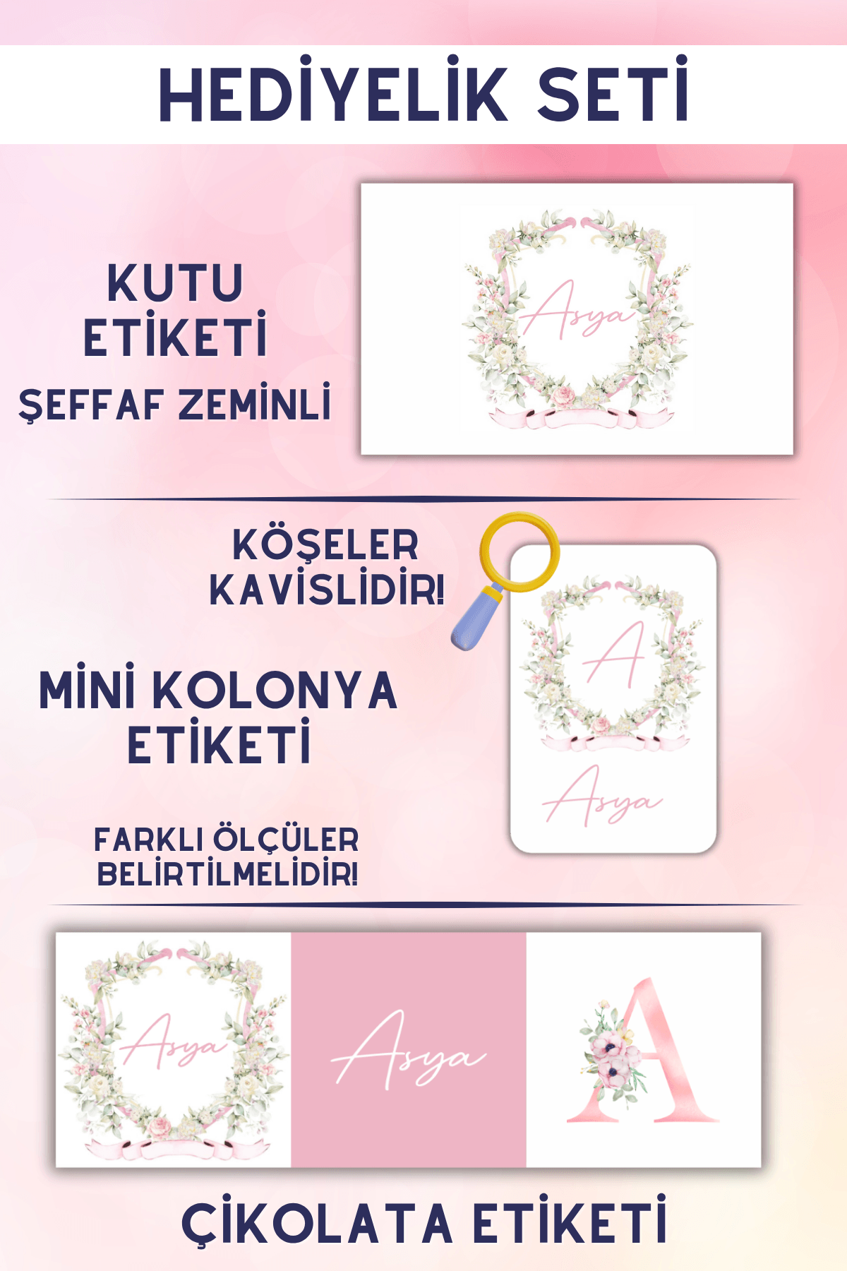 ÇİÇEKLİ HEDİYELİK ETİKET SETİ
