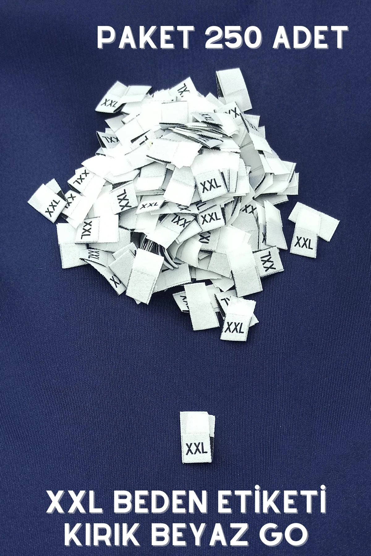 XXL Orta Katlamalı Kırık Beyaz Renk GO Dokuma Beden Etiketleri 250 Ad.