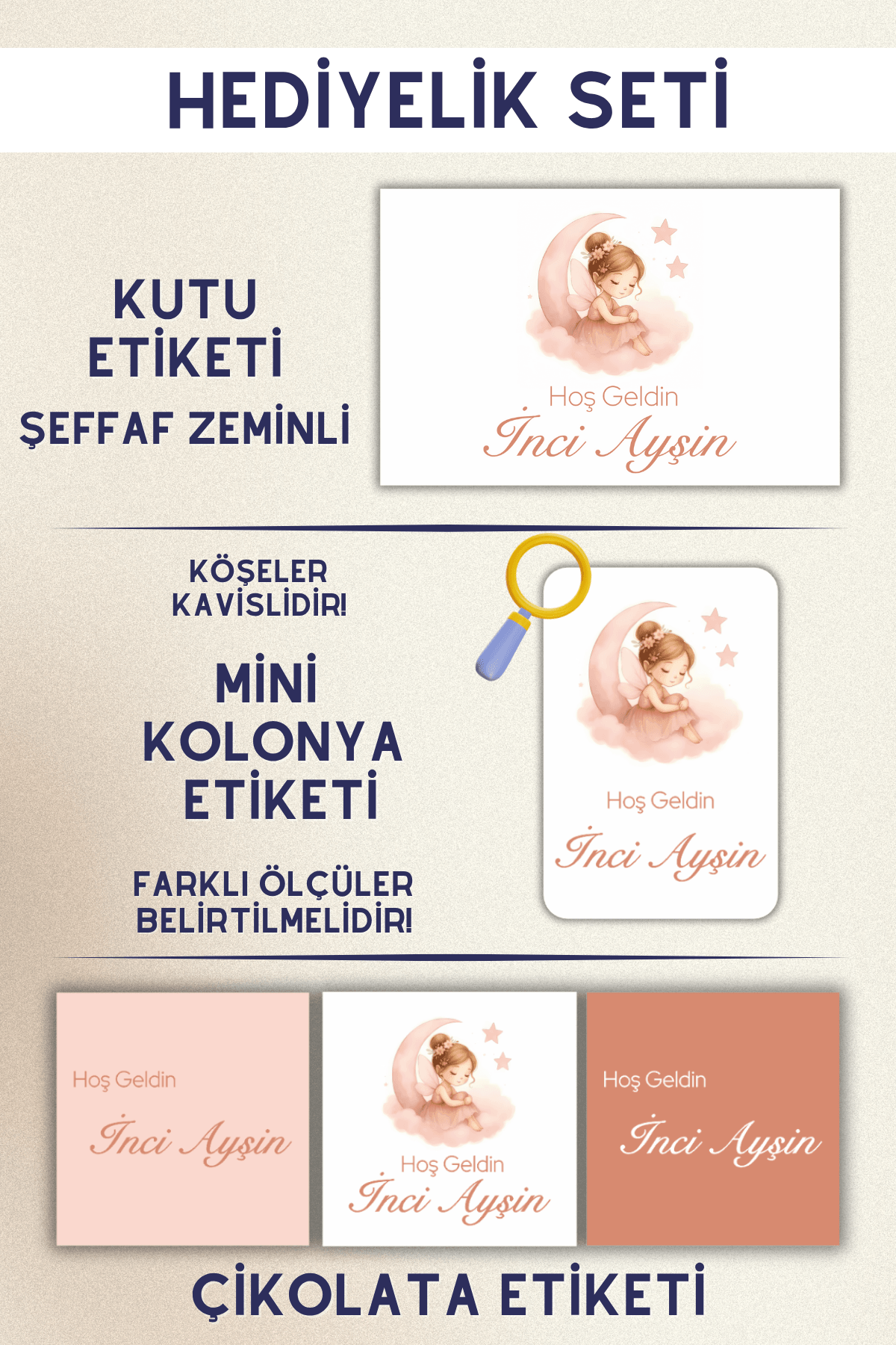 Peri Hilal Hediyelik Etiket Seti