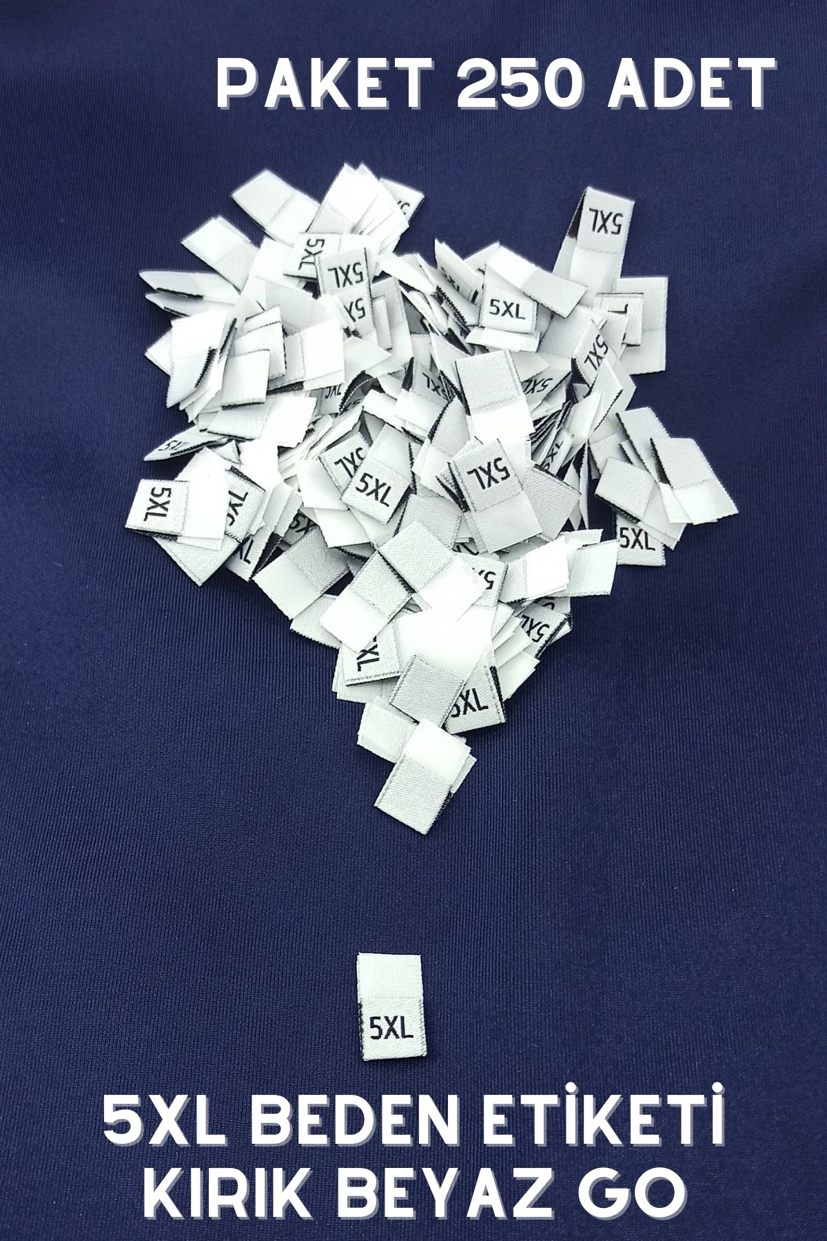 5XL Orta Katlamalı Kırık Beyaz Renk GO Dokuma Beden Etiketleri 250 Ad.