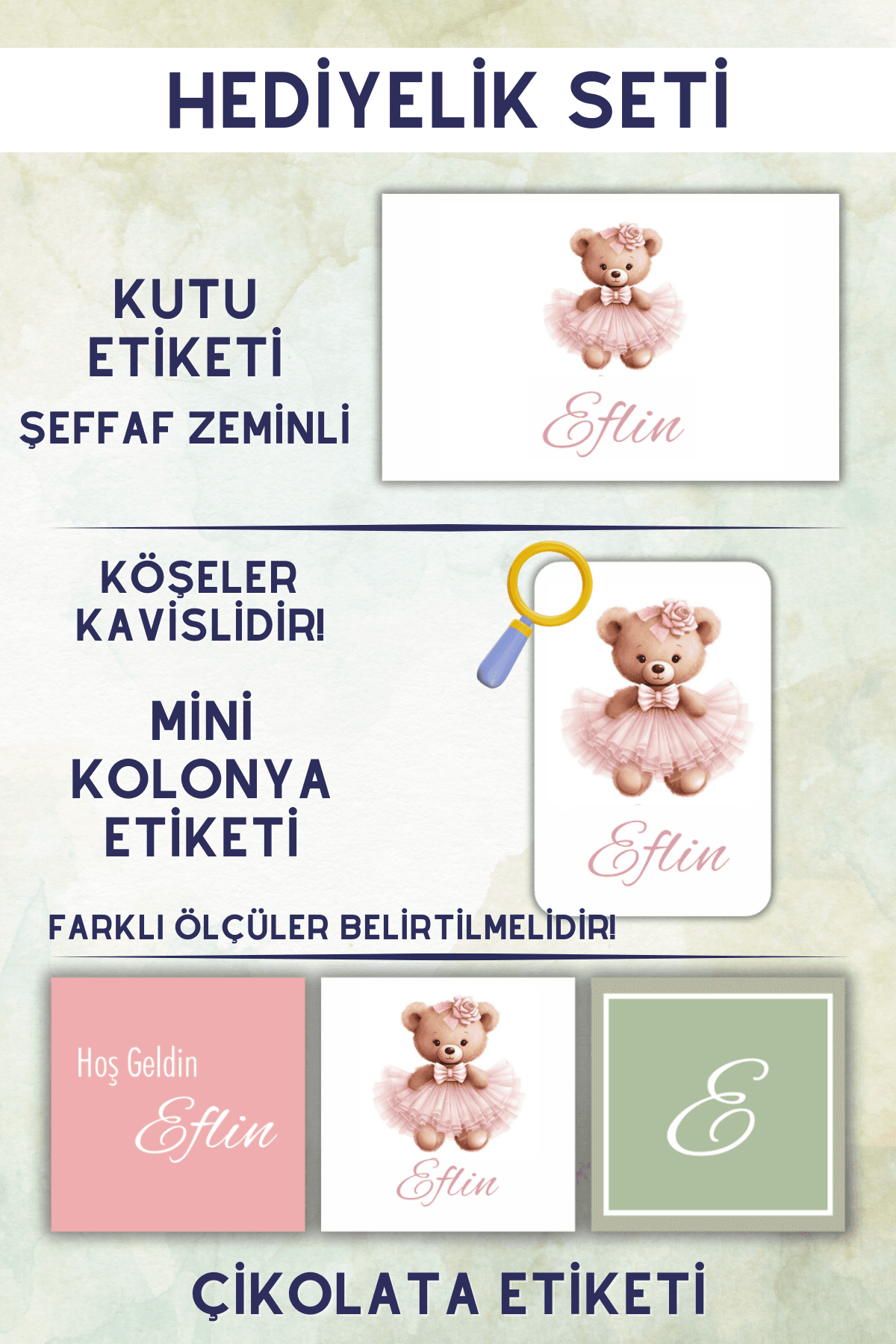 BALERİN AYICIK HEDİYELİK ETİKET SETİ 