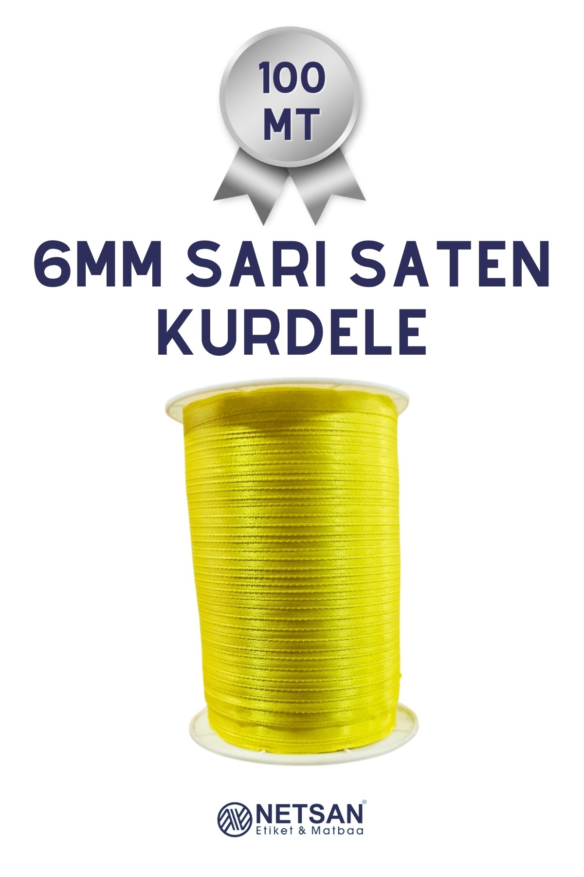 6mm Sarı Saten Kurdele 100MT