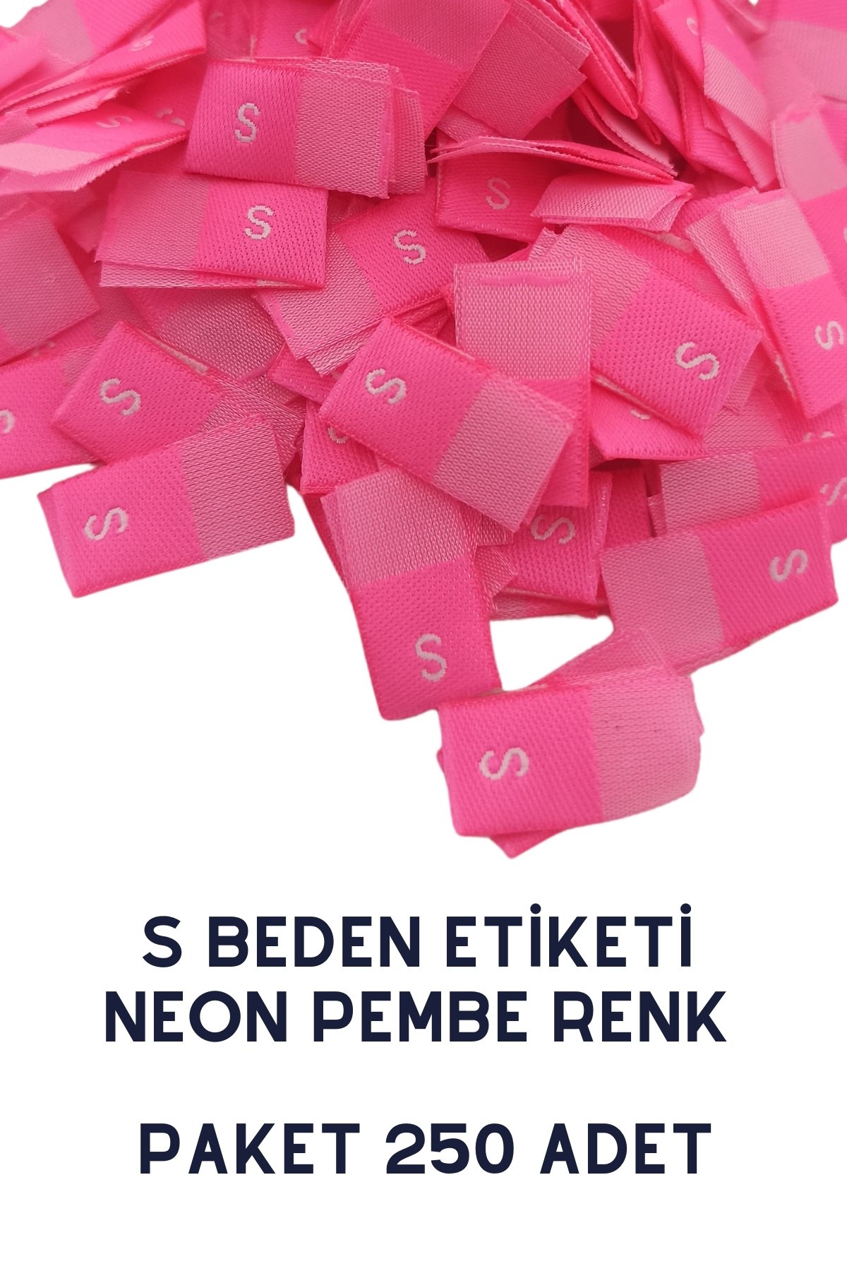  Beden Etiketi Pembe Renk Dokuma Etiket - 250 Adet