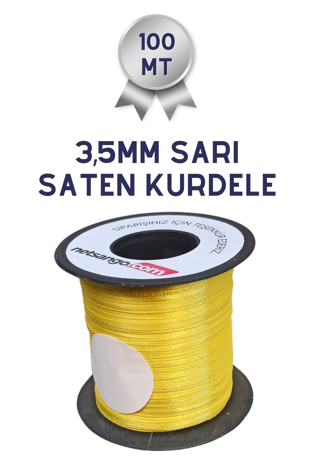  3,5mm Sarı Saten Kurdele 100mt