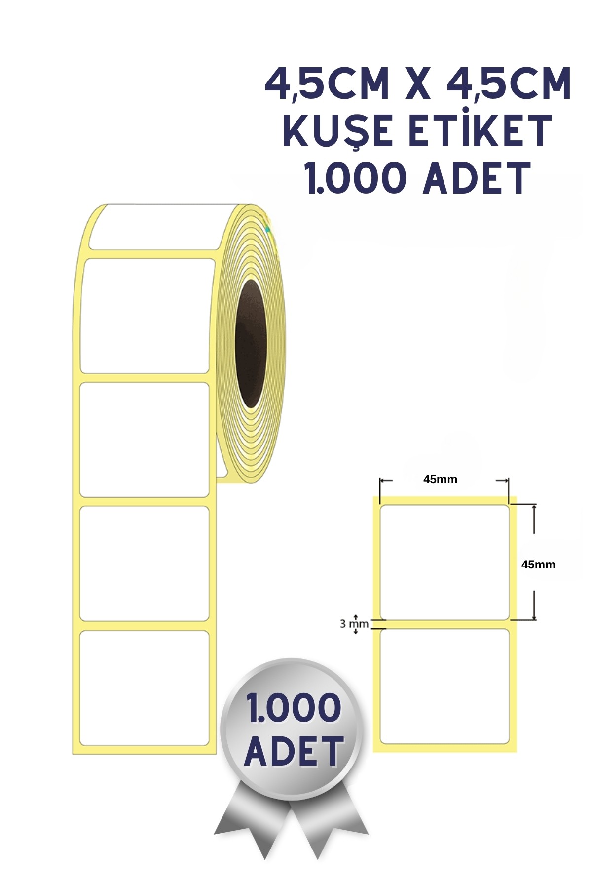 45x45mm Kuşe Barkod Etiketi 1000 Adet