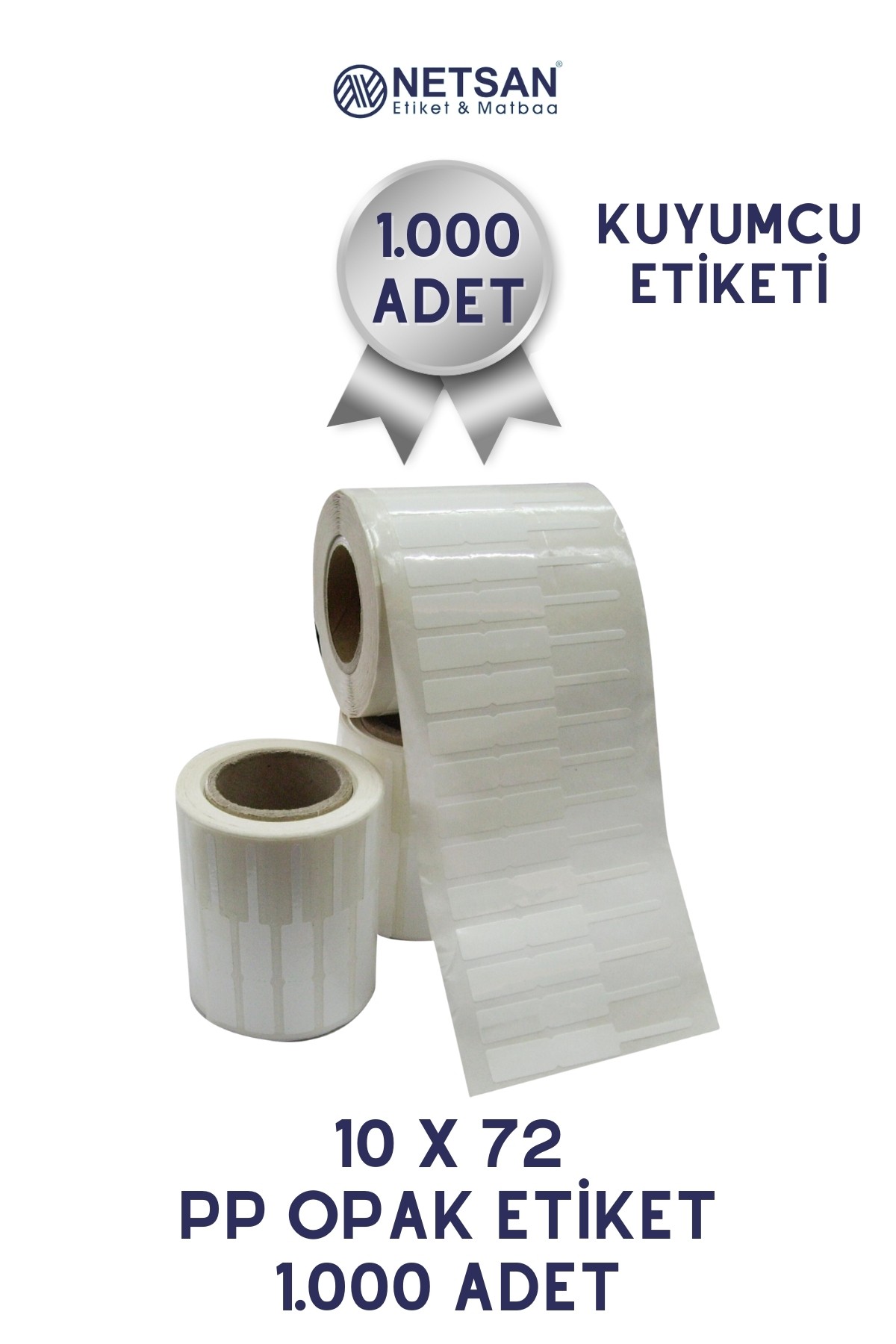 10x72mm PP Opak Kuyumcu Etiketi 1000 Adet