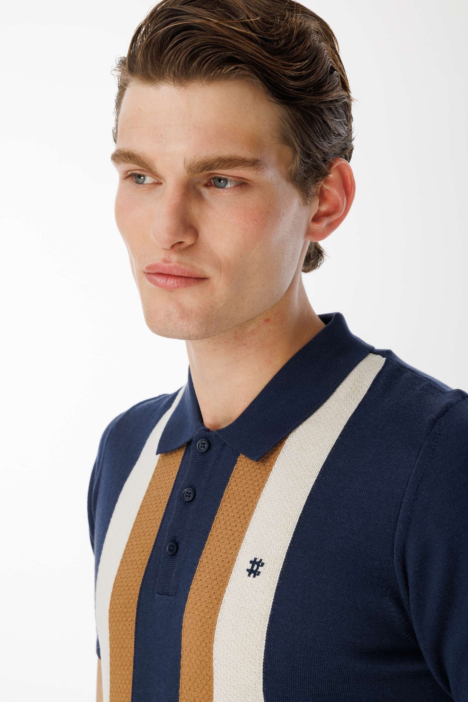 BroCode Monochrome Men's Navy Blue Polo T-Shirt (BCT25081-05)