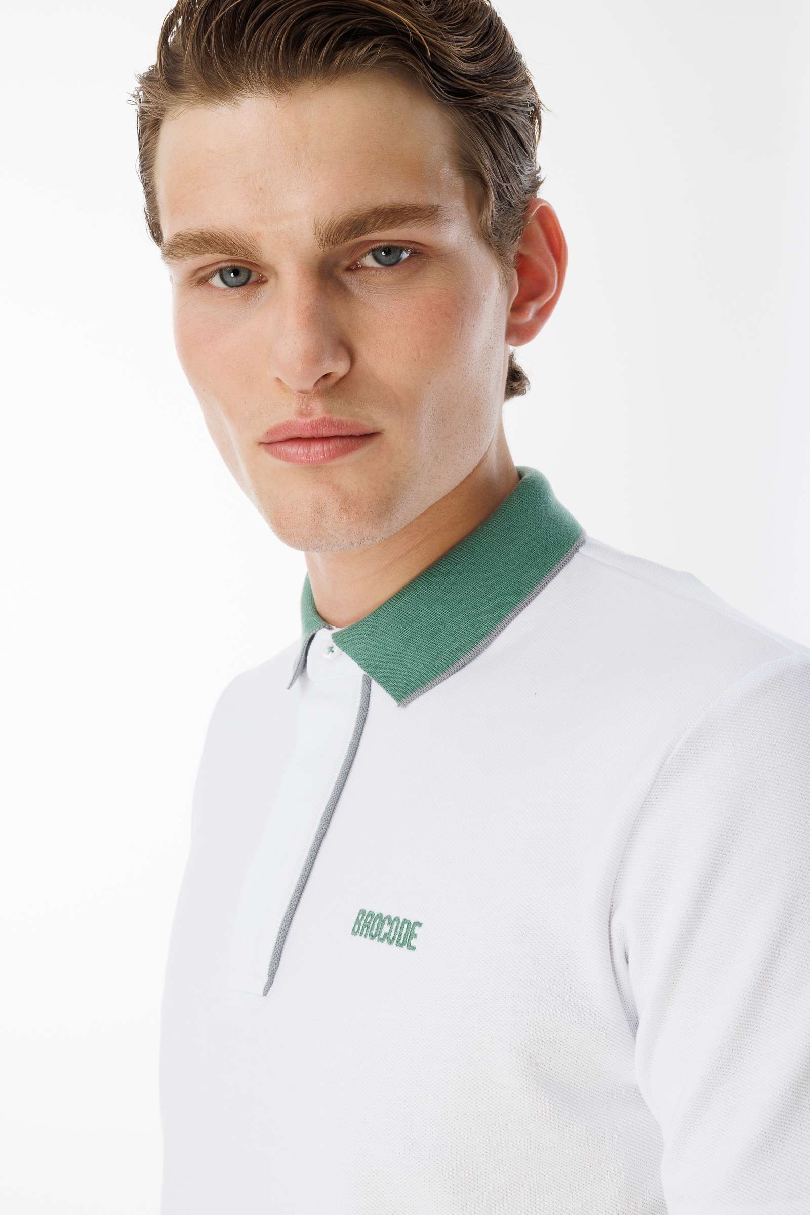 BroCode Monochrome Erkek Beyaz Polo Tişört (BCT25095-01)