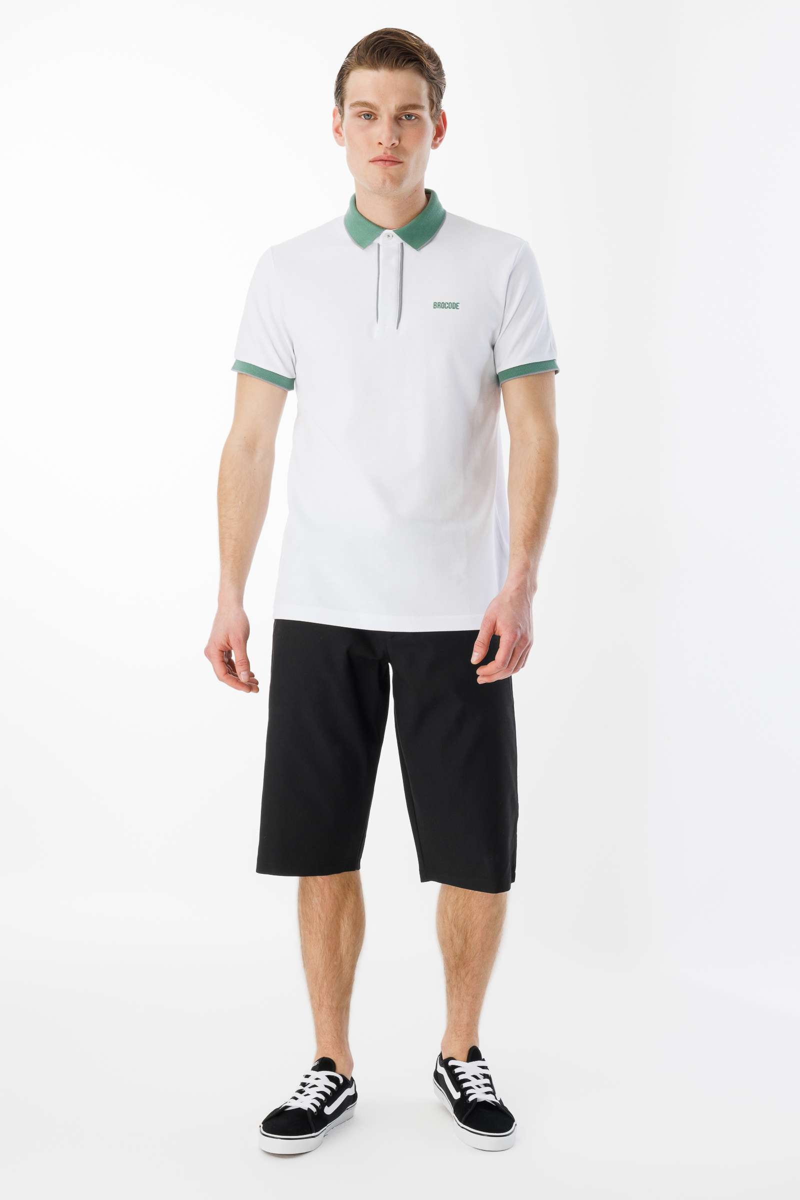 BroCode Monochrome Erkek Beyaz Polo Tişört (BCT25095-01)