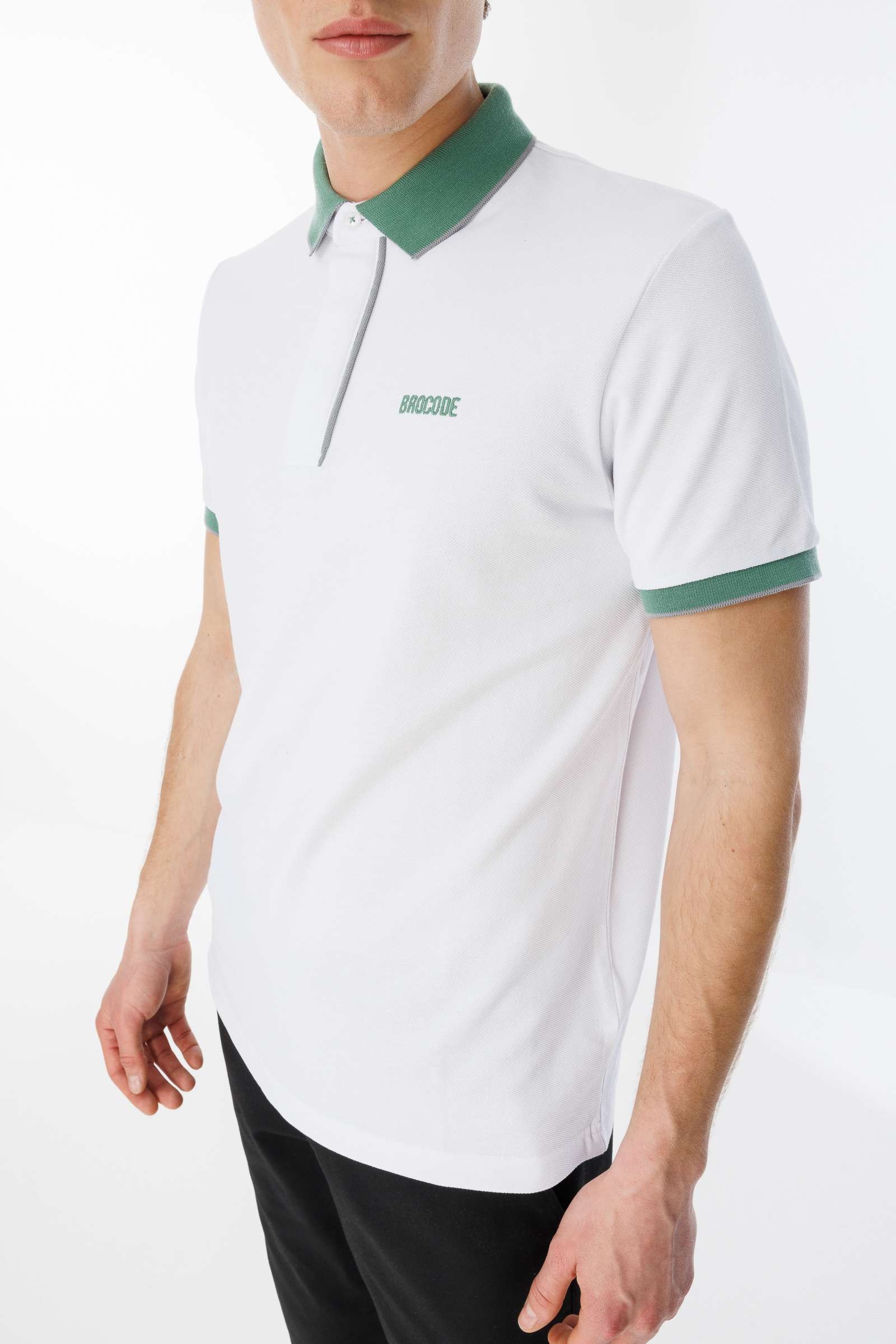 BroCode Monochrome Erkek Beyaz Polo Tişört (BCT25095-01)