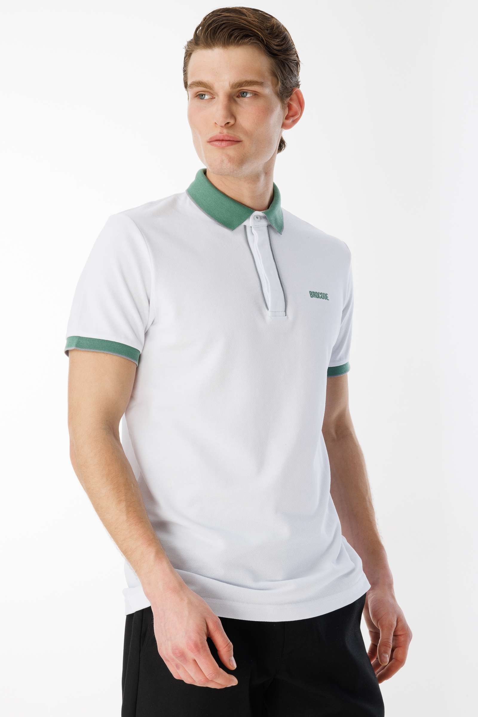 BroCode Monochrome Erkek Beyaz Polo Tişört (BCT25095-01)