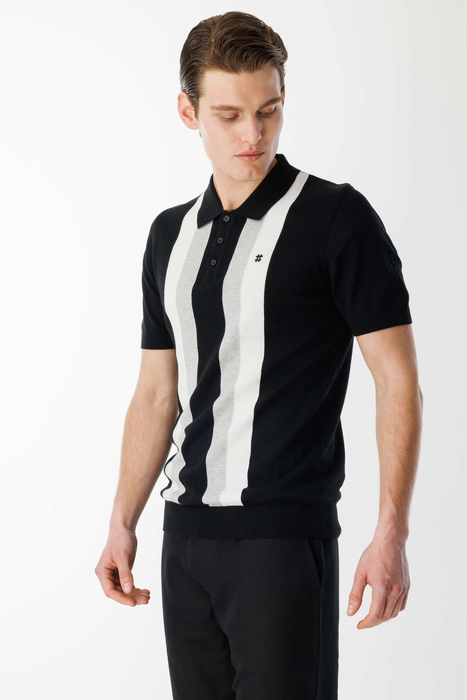 BroCode Monochrome Men's Black Polo T-Shirt (BCT25081-02)