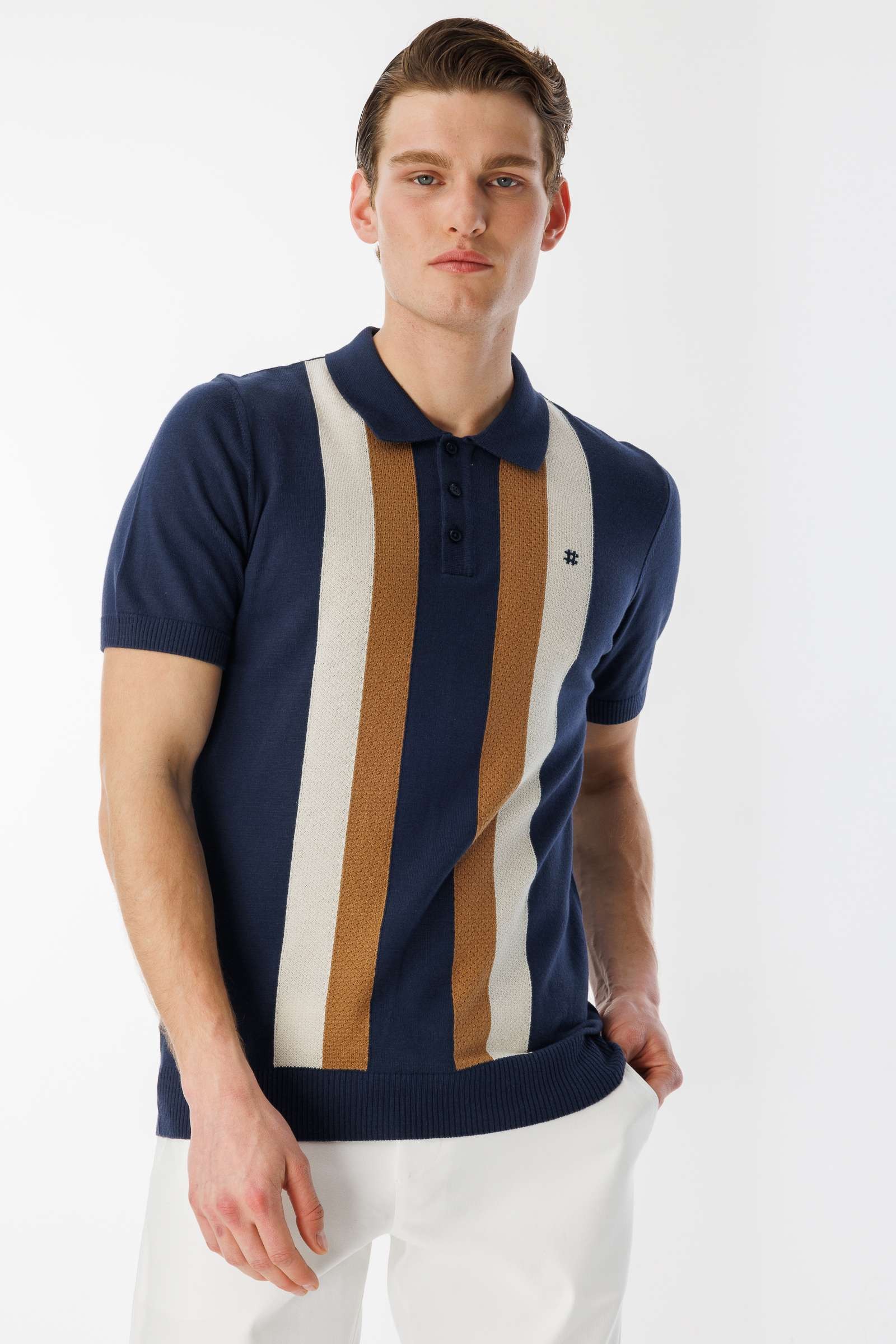 BroCode Monochrome Men's Navy Blue Polo T-Shirt (BCT25081-05)