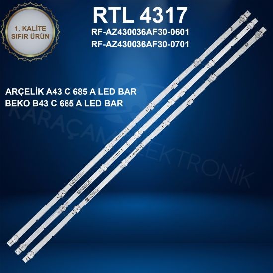 ARÇELİK A43 C 685 A LED BAR , BEKO B43C 685 A LED BAR ,GRUNDİG 43 GGF 6950 B LED BAR