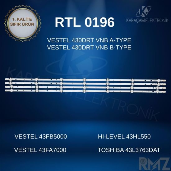 VESTEL 43FB5000 LED BAR, VESTEL 43FA7000 LED BAR, HI-LEVEL 43HL550 LED BAR, TOSHIBA 43L3763DAT LED BAR, TOSHIBA 43L2863DAT LED BAR, VESTEL 43FD7350 LED BAR