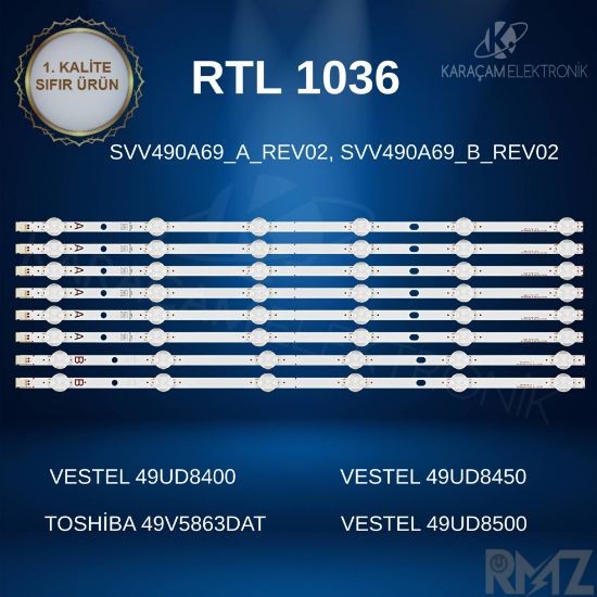 VESTEL 49UD8400 LED BAR, VESTEL 49UD8450 LED BAR, VESTEL 49UD8500 LED BAR, TOSHİBA 49V5863DAT LED BAR, PROFİLO 49PA705T LED BAR, Hİ-LEVEL 49HL750 LED BAR