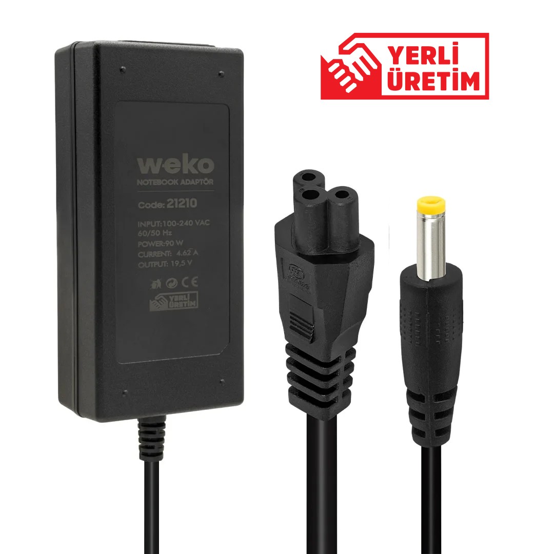 19.5 VOLT - 4.62 AMPER - 90 WATT 5.5*2.5 UÇLU YERLİ ÜRETİM NOTEBOOK ADAPTÖR