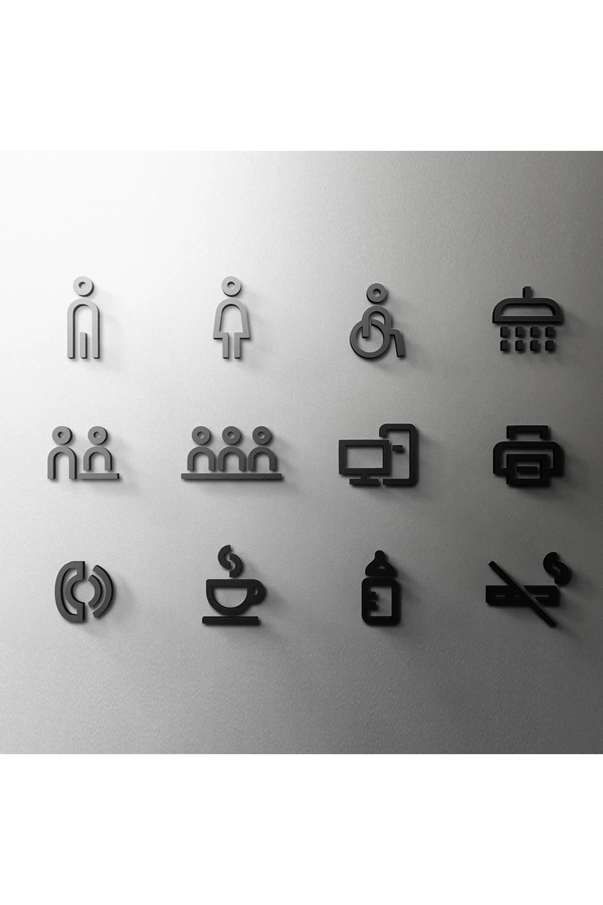 Siyah tuvalet işareti plaka plastik kapı duvar etiket Wc tutucu işaret panosu  otel banyo dekor