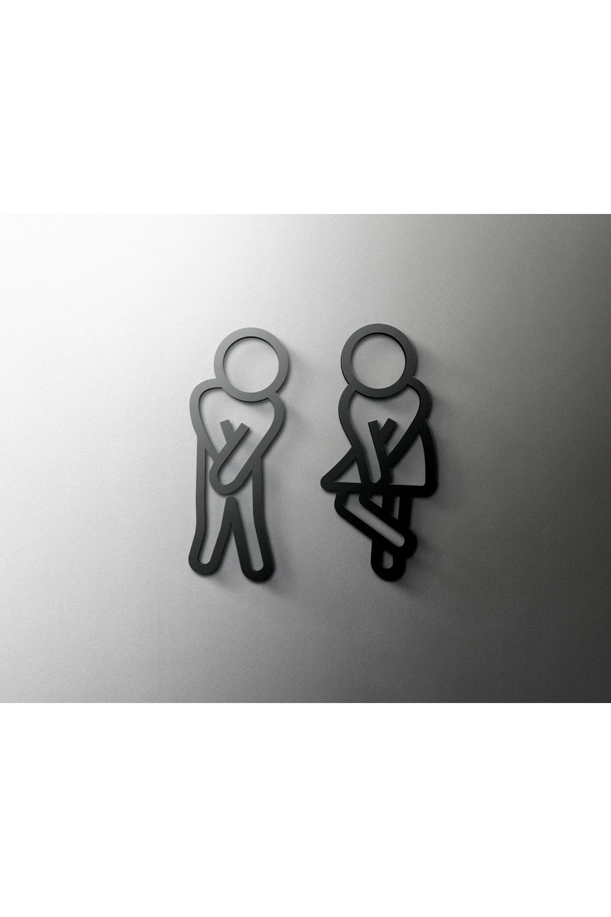 Siyah tuvalet işareti plaka plastik kapı duvar etiket Wc tutucu işaret panosu