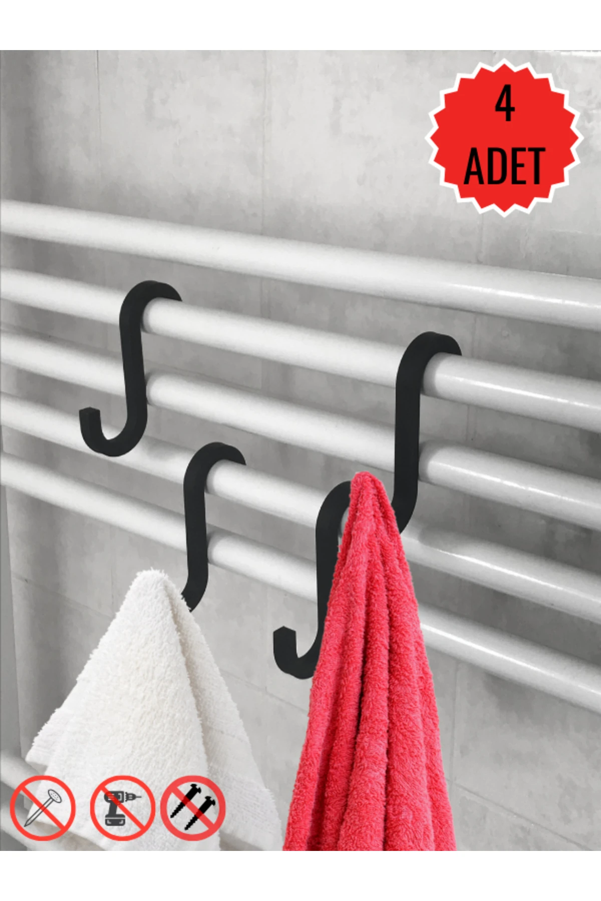 4 Adet Plastik Havlupan Kancası Banyo Askısı Banyo Düzenleyici Lif Kese Askısı Mutfak Askılık