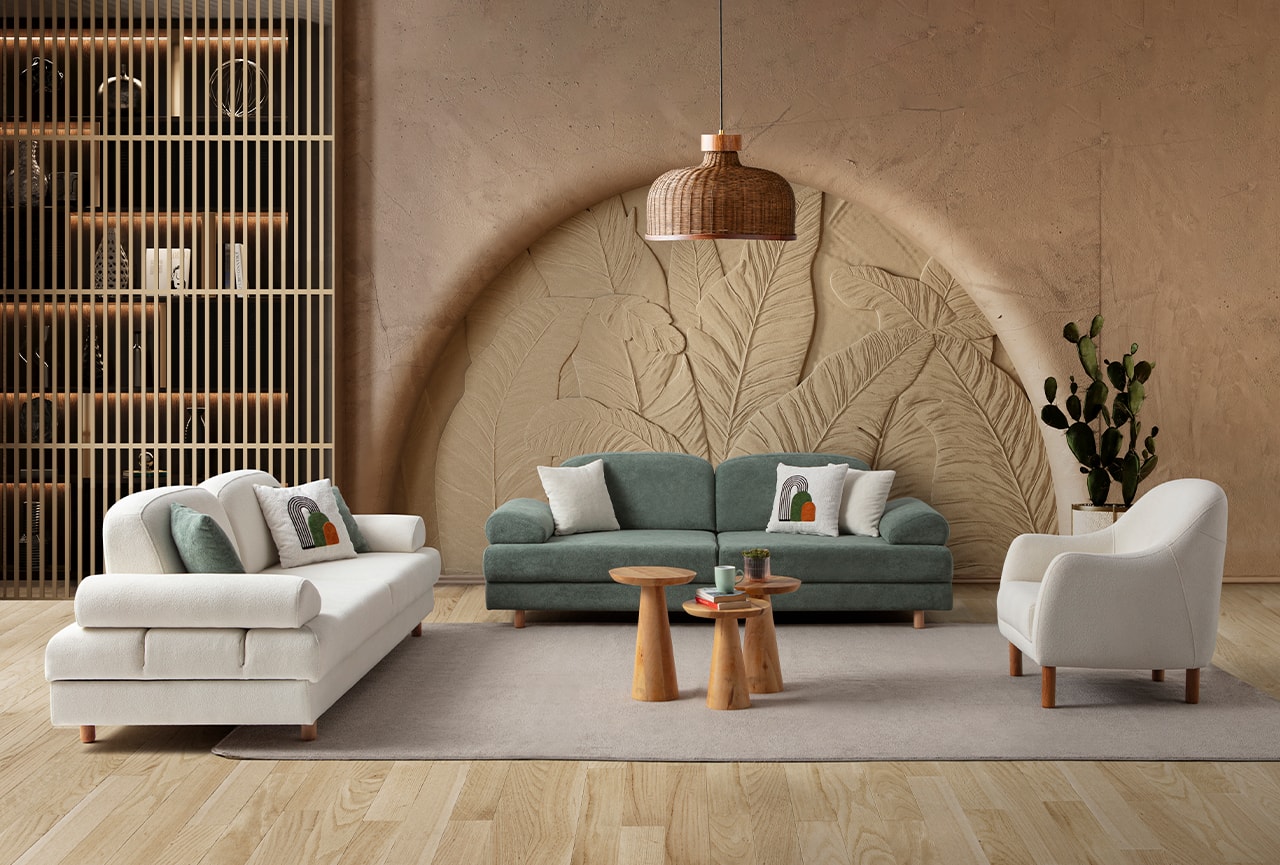Aries Yataklı Sandıklı Koltuk Takımı 3+3+1 Yeşil