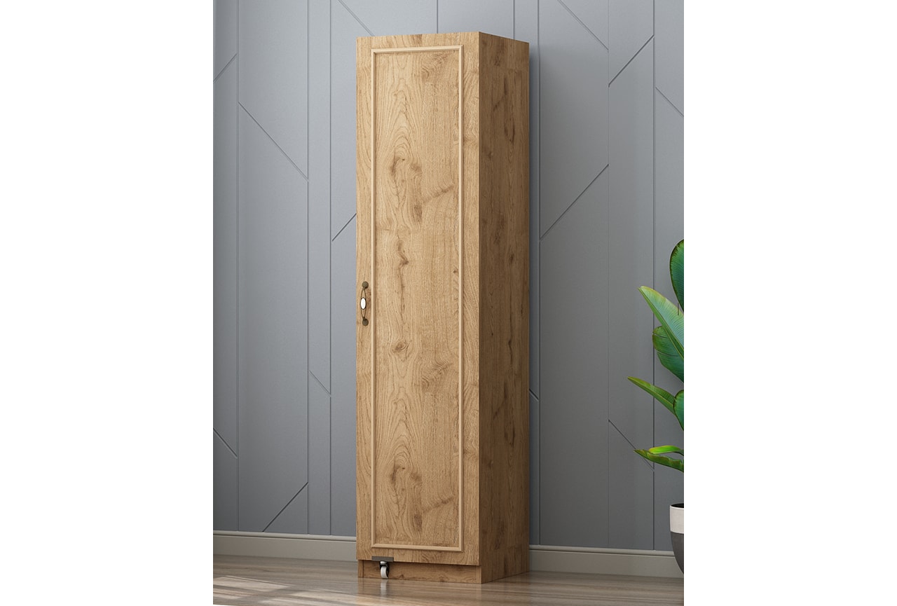 Serra Çıtalı Tek Kapaklı Erzak Dolabı Çok Amaçlı Dolap Meşe