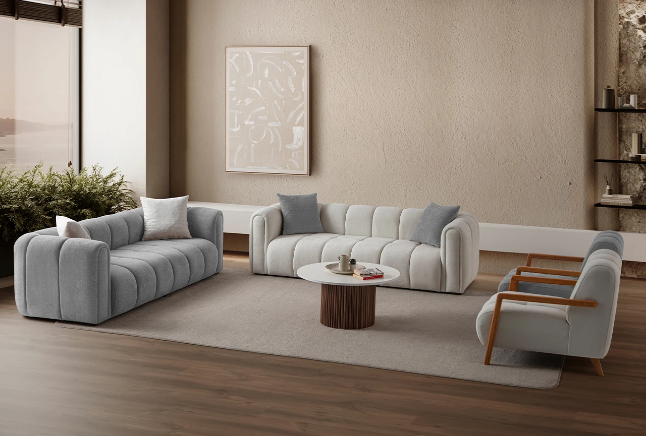 Nline Koltuk Takımı 3+3+1+1 Gri