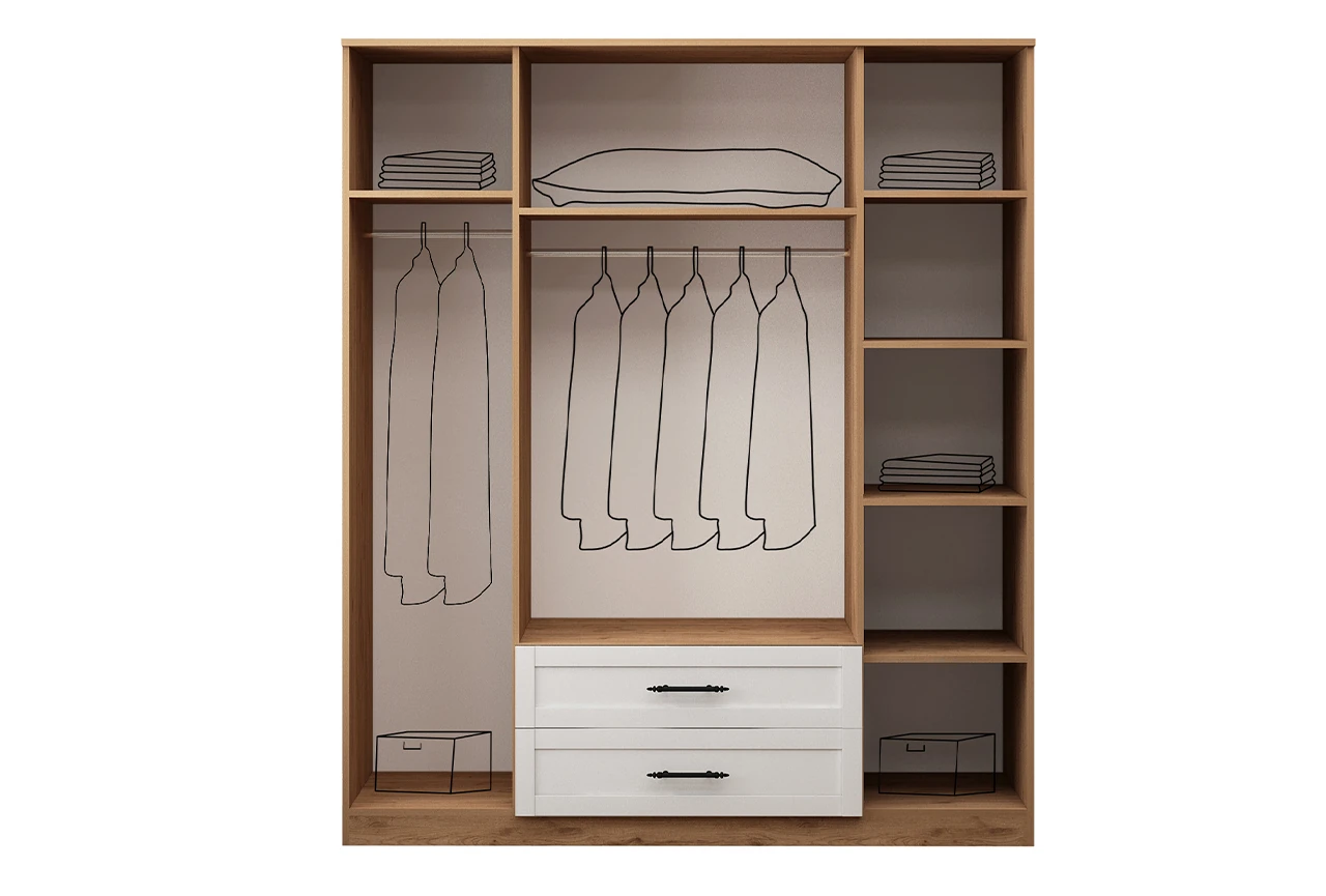 Mocca 4 Kapaklı Aynalı Gardırop Aytaşı Meşe