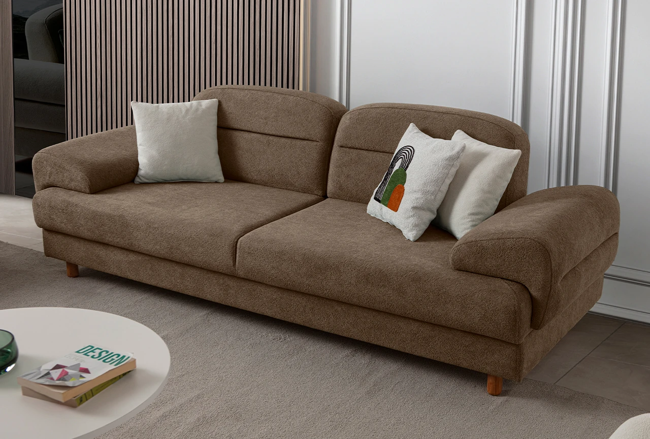 Lizbon Yataklı Sandıklı Koltuk Takımı 3+3+1+1 Kahverengi