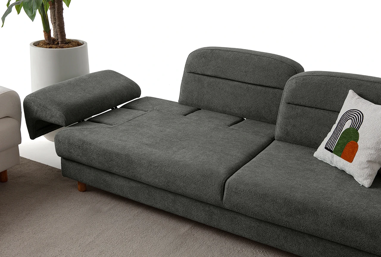 Lizbon Yataklı Sandıklı Koltuk Takımı 3+3+1+1 Antrasit