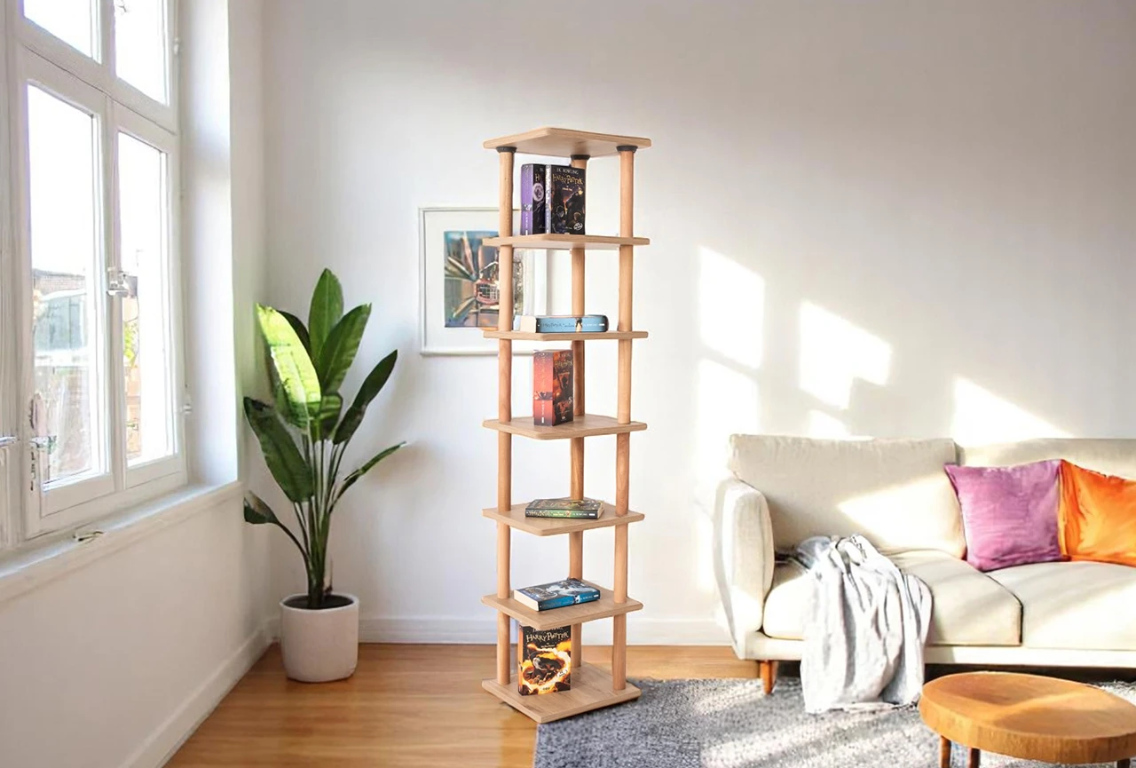 Pia 7 Raflı Kitaplık Çok Amaçlı Dolap