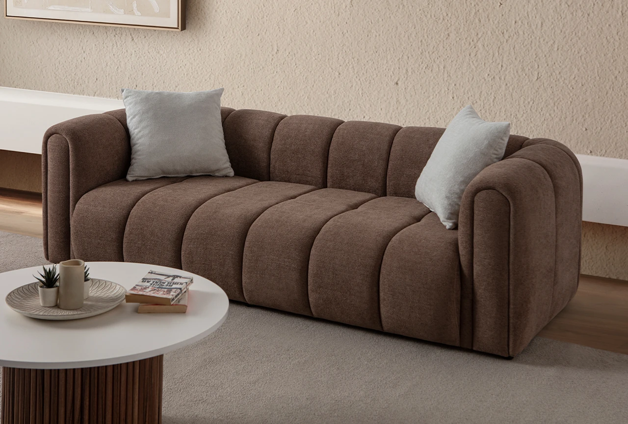 Nline Koltuk Takımı 3+3+1 Kahverengi