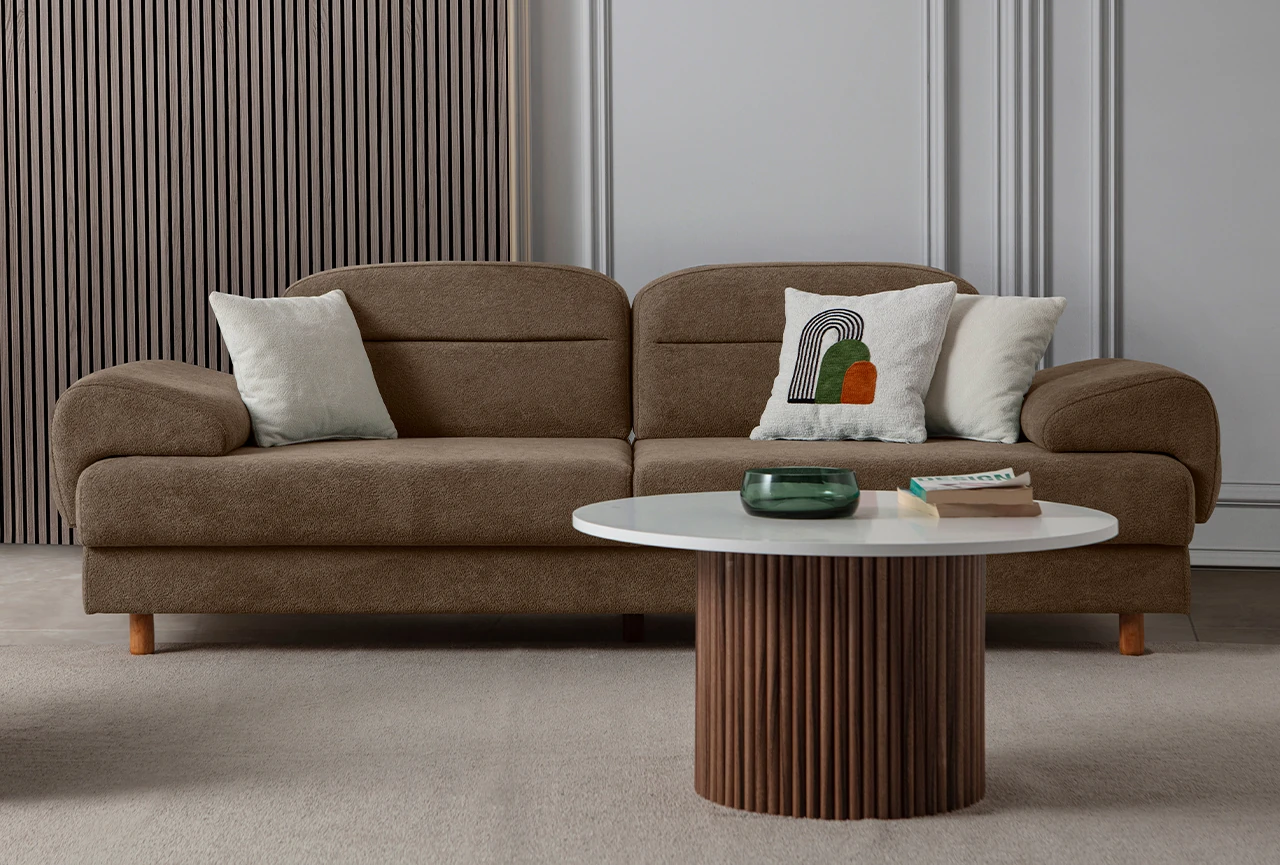 Lizbon Yataklı Sandıklı Koltuk Takımı 3+3+1+1 Kahverengi