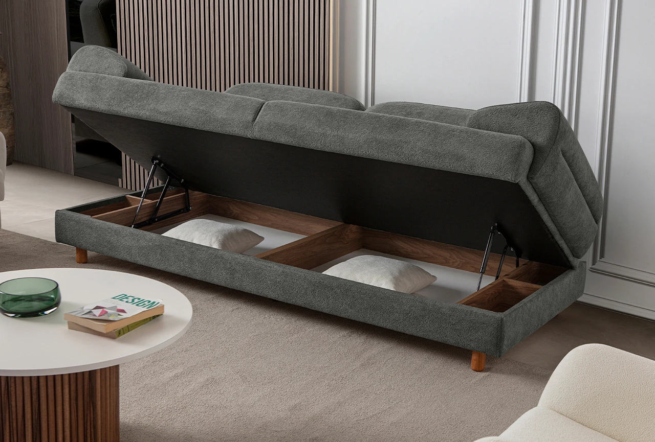 Lizbon Yataklı Sandıklı Koltuk Takımı 3+3+1+1 Antrasit