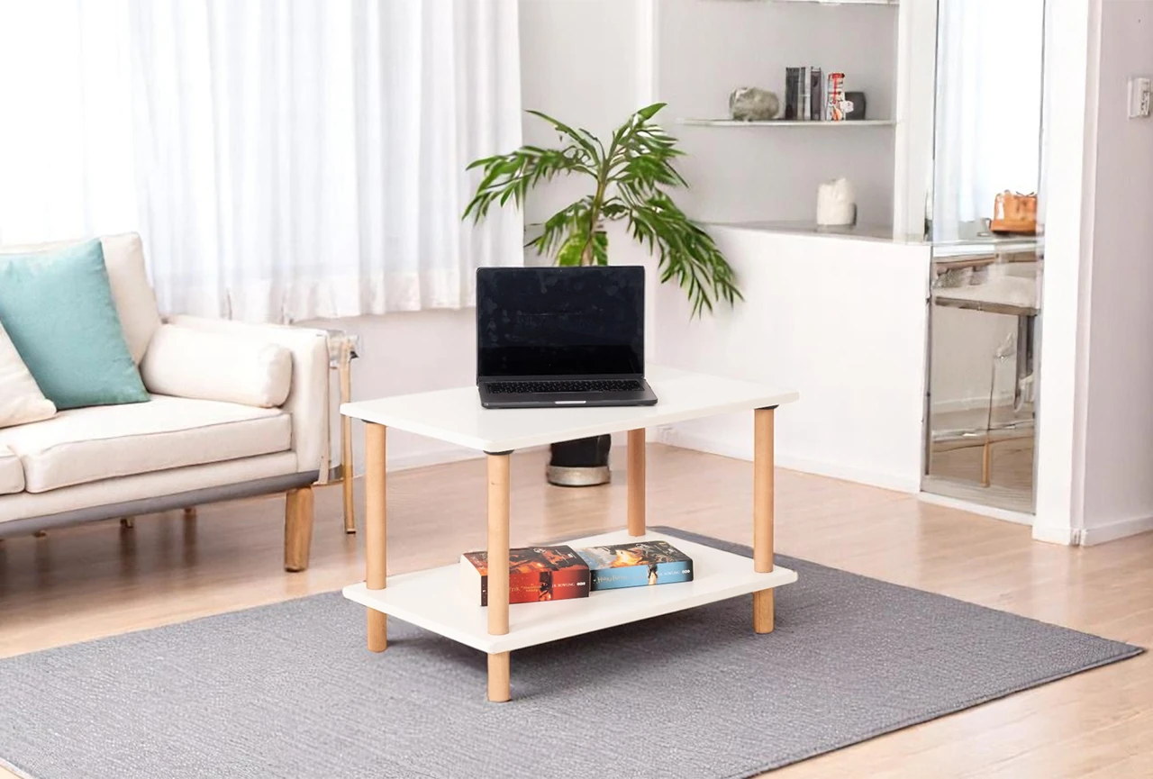 Pia İkili Sehpa Seti Beyaz