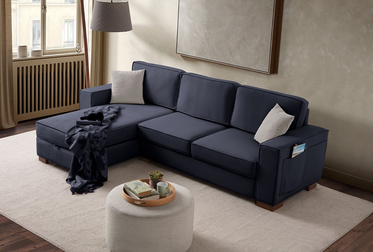 Corner Köşe Koltuk Takımı Sandıklı Lacivert