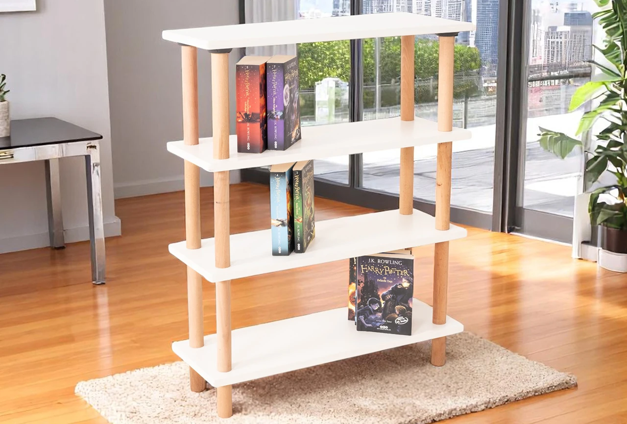 Pia 4 Raflı Kitaplık Çok Amaçlı Dolap