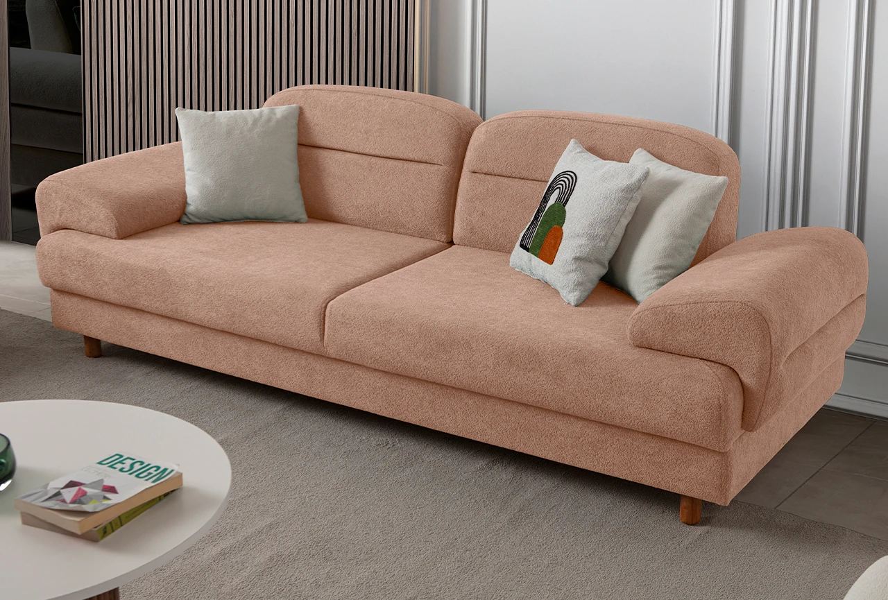 Lizbon Yataklı Sandıklı Koltuk Takımı 3+3+1+1 Pembe