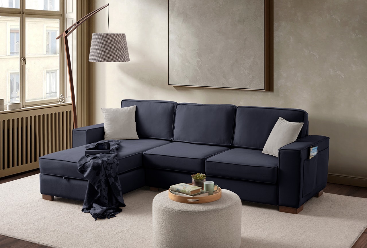 Corner Köşe Koltuk Takımı Sandıklı Lacivert