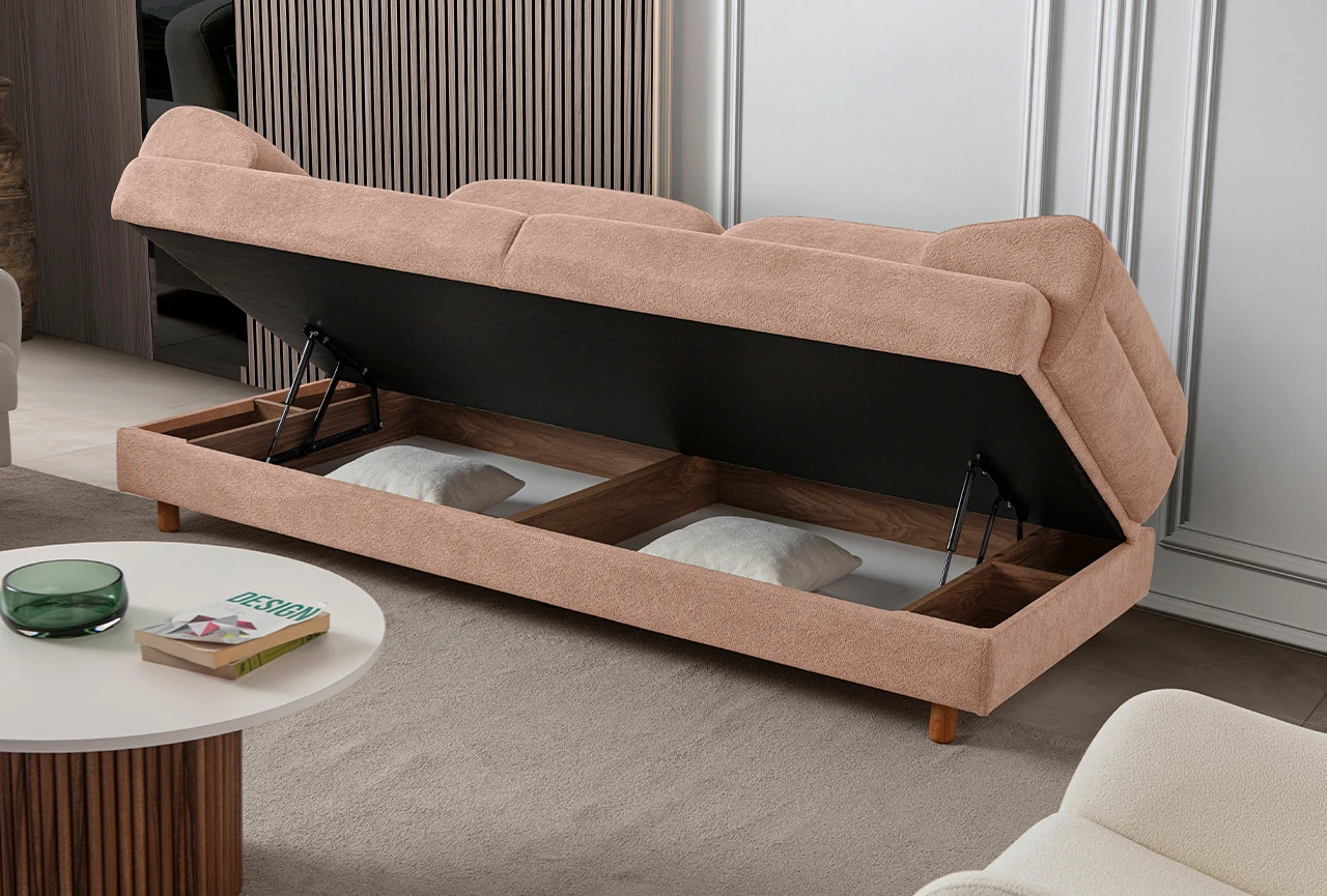 Lizbon Yataklı Sandıklı Koltuk Takımı 3+3+1+1 Pembe